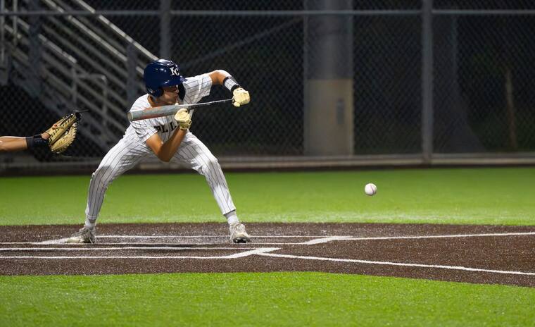 Noah Deason at bat during an away game